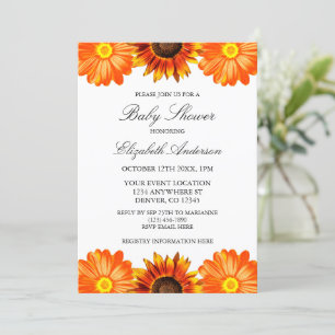 Autumn Floral Sunflower Baby shower Kaart