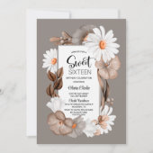 Autumn Floral Sweet 16 Birthday Party Kaart (Voorkant)