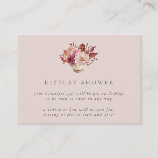 Autumn Floral Teacup Herfst Bridal Display Shower Informatiekaartje (Voorkant)