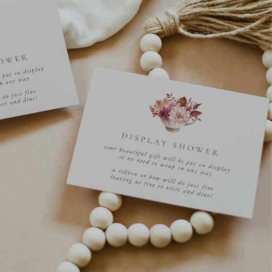 Autumn Floral Teacup Herfst Bridal Display Shower Informatiekaartje