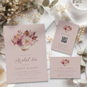 Autumn Floral Teacup Herfst Bridal Display Shower Informatiekaartje