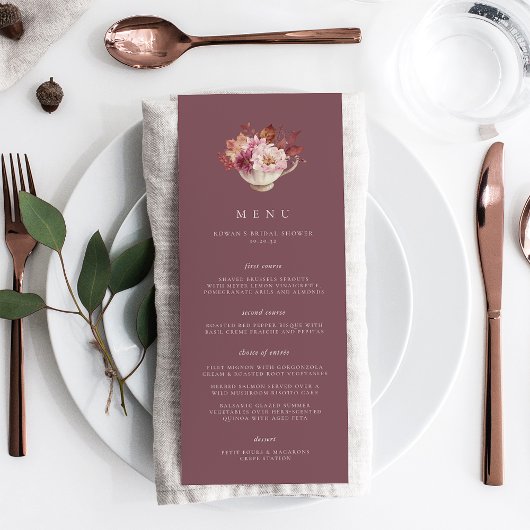 Autumn Floral Teacup Herfst Vrijgezellenfeest Menu