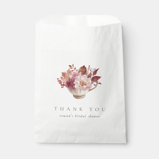 Autumn Floral Teacup Herfst Vrijgezellenfeest Tea Bedankzakje (Voorkant)