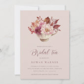 Autumn Floral Teacup Herfst Vrijgezellenfeest Tea Kaart (Voorkant)