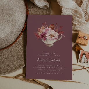 Autumn Floral Teacup Herfst Vrijgezellenfeest Tea Kaart