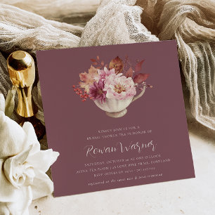Autumn Floral Teacup Herfst Vrijgezellenfeest Tea Kaart
