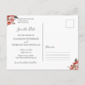 Autumn Floral terracotta sparen het datum briefkaa Aankondigingskaart (Achterkant)