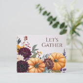 Autumn Floral Thanksgiving Invitation Briefkaart (Staand voorkant)