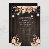 Autumn Floral Waterverf String Lights Sweet 16 Kaart (Voorkant / Achterkant)
