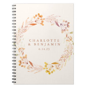 Autumn Floral Waterverf Wreated Custom Wedding Notitieboek