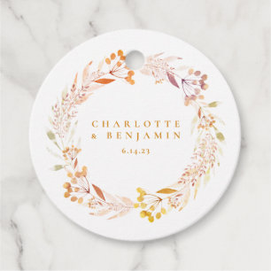 Autumn Floral Waterverf Wreath Boho Custom Bedankjes Labels
