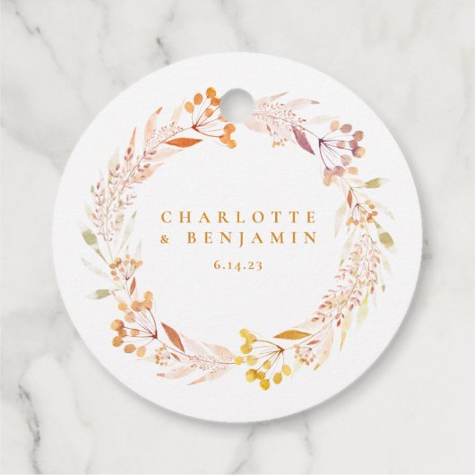 Autumn Floral Waterverf Wreath Boho Custom Bedankjes Labels (Achterkant)