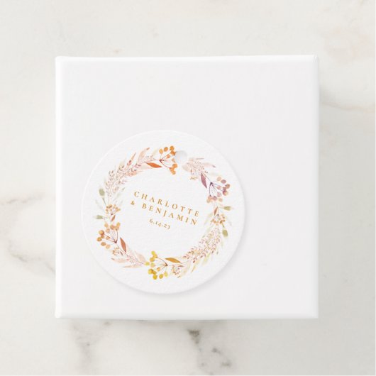 Autumn Floral Waterverf Wreath Boho Custom Bedankjes Labels (In situ)