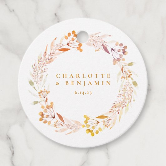 Autumn Floral Waterverf Wreath Boho Custom Bedankjes Labels (Voorkant)