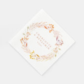 Autumn Floral Waterverf Wreath Boho Custom Name Servet (Hoek)