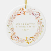 Autumn Floral Waterverf Wreath Boho Personalized Keramisch Ornament (Voorkant)