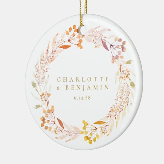 Autumn Floral Waterverf Wreath Boho Personalized Keramisch Ornament (Links)