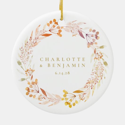 Autumn Floral Waterverf Wreath Boho Personalized Keramisch Ornament (Achterkant)