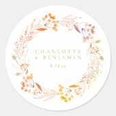 Autumn Floral Waterverf Wreath Boho Personalized Ronde Sticker (Voorkant)