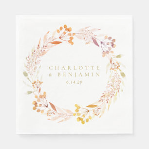 Autumn Floral Waterverf Wreath Boho Personalized Servet