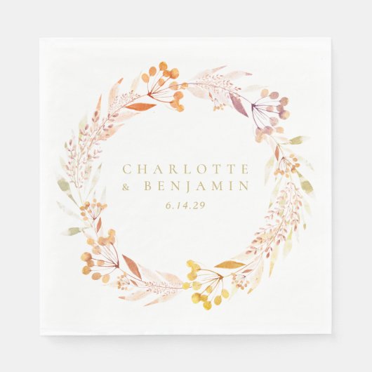 Autumn Floral Waterverf Wreath Boho Personalized Servet (Voorkant)