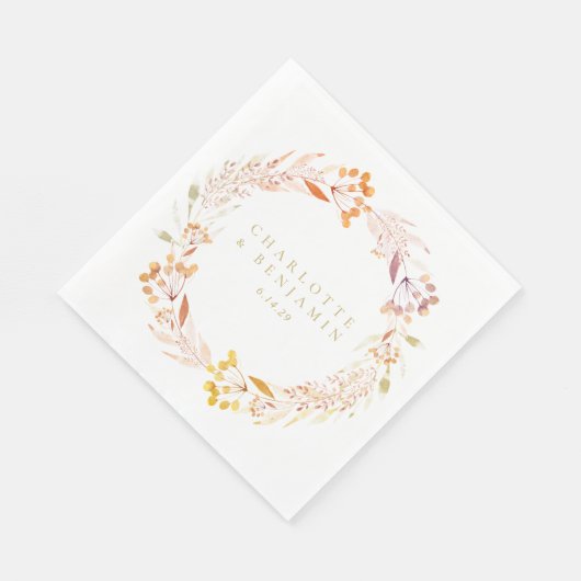 Autumn Floral Waterverf Wreath Boho Personalized Servet (Hoek)