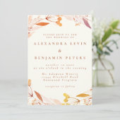 Autumn Floral Waterverf Wreath Boho Wedding Kaart (Staand voorkant)