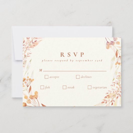 Autumn Floral Waterverf Wreath Boho Wedding RSVP (Voorkant)