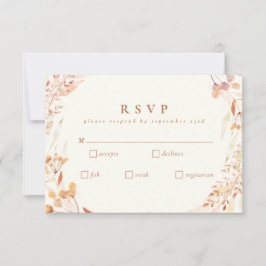 Autumn Floral Waterverf Wreath Boho Wedding RSVP Kaartje