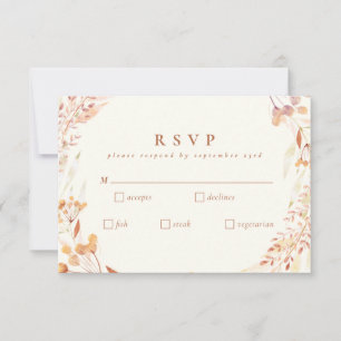 Autumn Floral Waterverf Wreath Boho Wedding RSVP Kaartje
