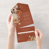 Autumn Floral Wedding All In One Uitnodiging (Afscheurbaar)