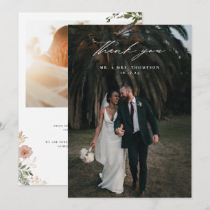 Autumn Floral Wedding Foto Bedankkaart