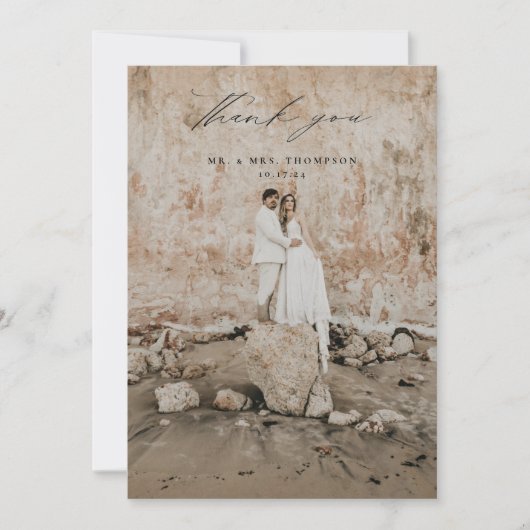 Autumn Floral Wedding Foto Bedankkaart (Voorkant)