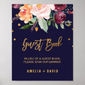 Autumn Floral Wedding Guest Book Sign Poster (Voorkant)