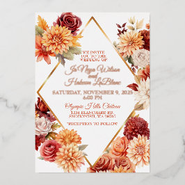 Autumn Floral Wedding Invitation Folie Uitnodiging