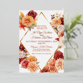 Autumn Floral Wedding Invitation Folie Uitnodiging (Staand Voorkant)