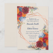 Autumn Floral Wedding Invitation Kaart (Voorkant / Achterkant)