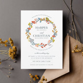 Autumn Floral Wedding Invitation Kaart