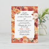 Autumn Floral Wedding Invitation Kaart (Staand voorkant)