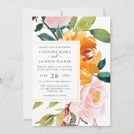 Autumn Floral Wedding Invitation Kaart