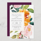 Autumn Floral Wedding Invitation Kaart (Voorkant / Achterkant)