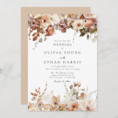 Autumn Floral Wedding Invitation Kaart (Voorkant / Achterkant)