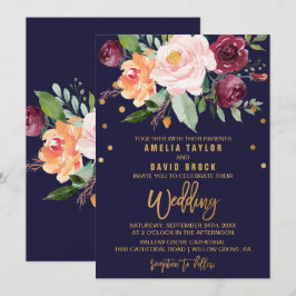 Autumn Floral Wedding Kaart