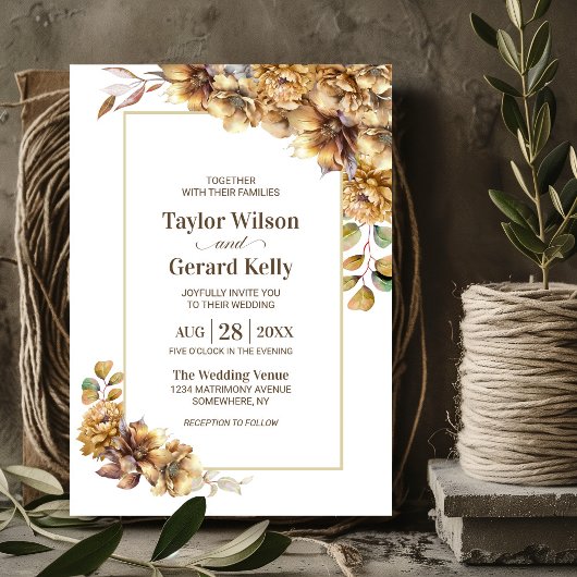Autumn Floral Wedding Kaart