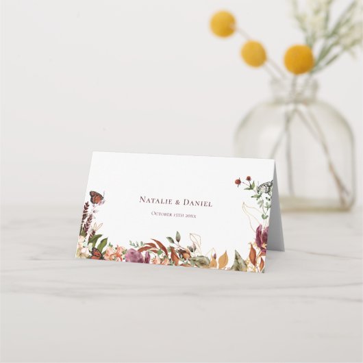 Autumn Floral Wedding Plaatskaartje (Achterkant)