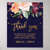 Autumn Floral Wedding Thank You Sign Poster (Voorkant)