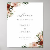 Autumn Floral Wedding Welkom Poster (Voorkant)