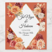 Autumn Floral Wedding Wijn Etiket (Enkel label)