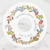 Autumn Floral Wedding Wijnglaslabel (Voorkant)