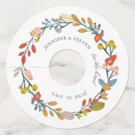 Autumn Floral Wedding Wijnglaslabel